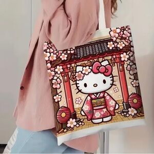 Sanrio Hello Kitty Kimono Tote Bag - Pink and Brown